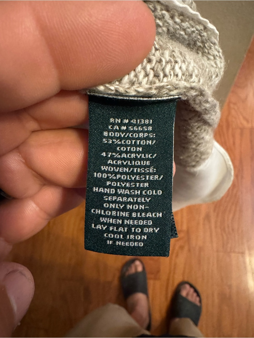Lauren Ralph Lauren Gray Knit Sweater with White Shirt Detail - Picture 5 of 8